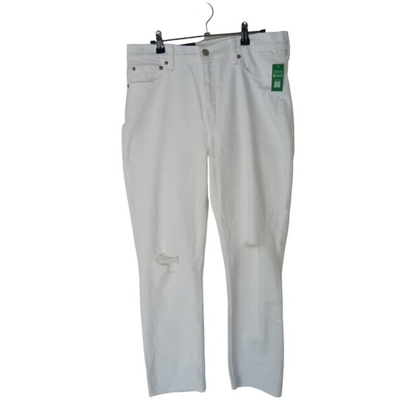 NWT Gap Vintage Slim Mid Rise Jeans Size 31/ 12 White Skinny Distressed - Picture 2 of 15